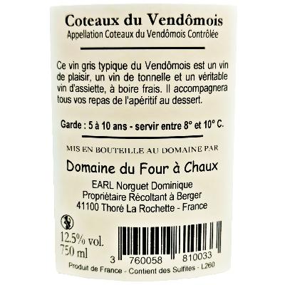 GRIS VENDMOIS - AOC Coteaux du Vendmois - tiquette arrire
