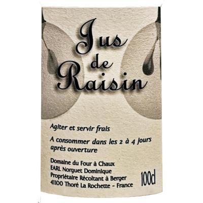 Jus de Raisin Nature - Sans Alcool - Pineau d'Aunis - tiquette avant