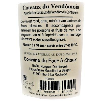 Coteaux du Vendmois - Blanc Vendmois - Chenin - Etiquette arrire